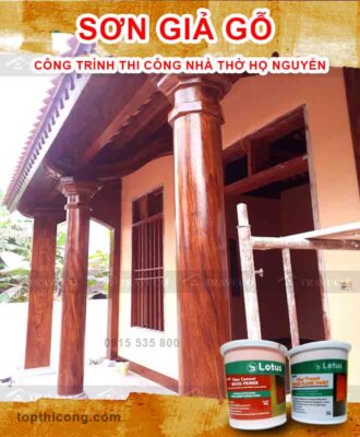 Báo giá Sơn giả gỗ thi công sơn tạo vân gỗ nhà thờ họ Chi tộc họ Nguyễn Thanh Hóa 36
