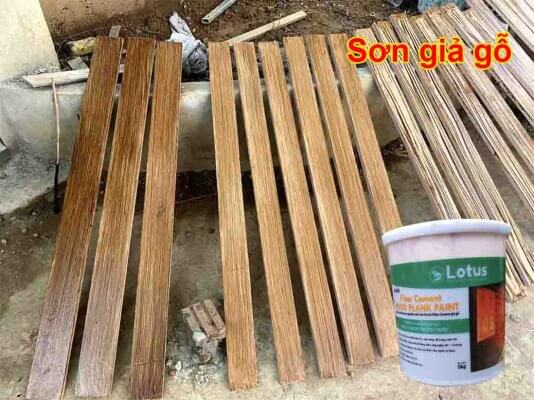 1 Công trình sơn giả gỗ lạc long quân sơn phủ màu hoàn thiện