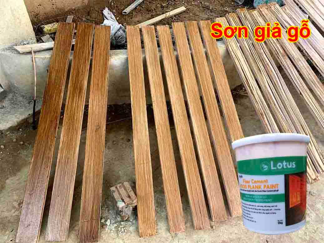 1 Công trình sơn giả gỗ lạc long quân sơn phủ màu hoàn thiện
