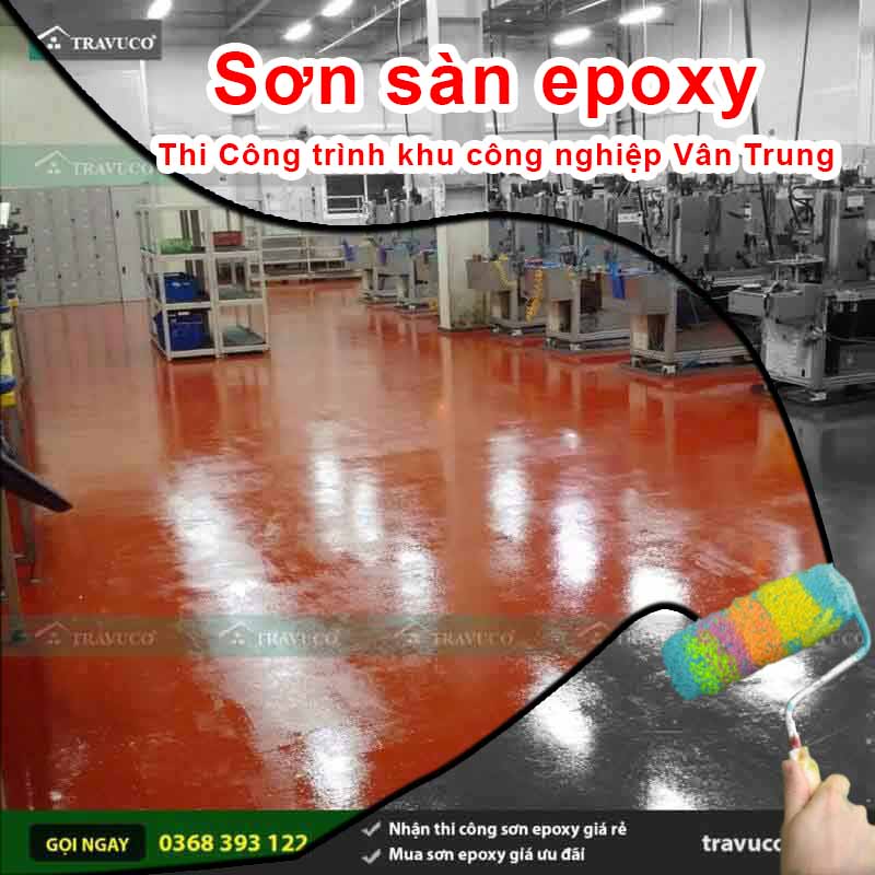 Sơn sàn epoxy thi Công trình khu công nghiệp Vân Trung