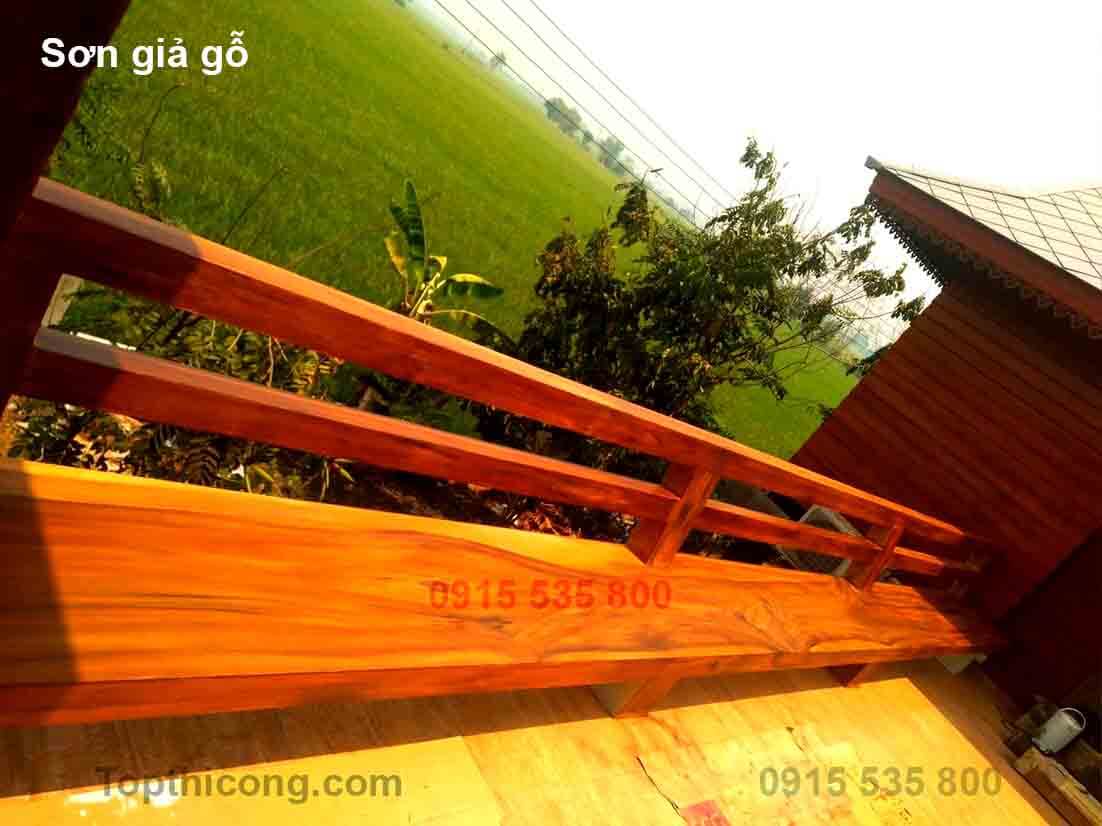 thi công sơn giả gỗ trên sắt và cách pha sơn giả gỗ