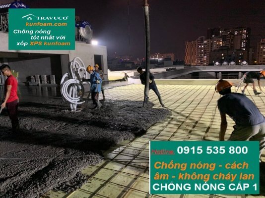 Lớp bê tông bảo vệ dày 7 - 10cm để bảo vệ lớp xốp XPS