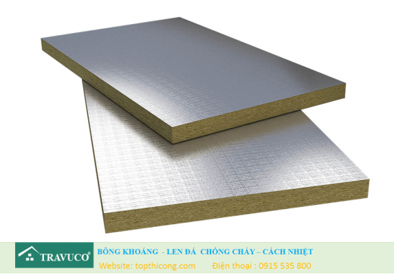 Bông khoáng Rockwood dạng tấm 600x1200mm chống cháy cách âm có mặt phủ bạc