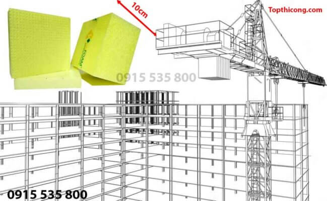 xốp xps dày 10cm tỉ trọng 36 - 50 kích thước 60cm x 1m2, công trình xây dựng