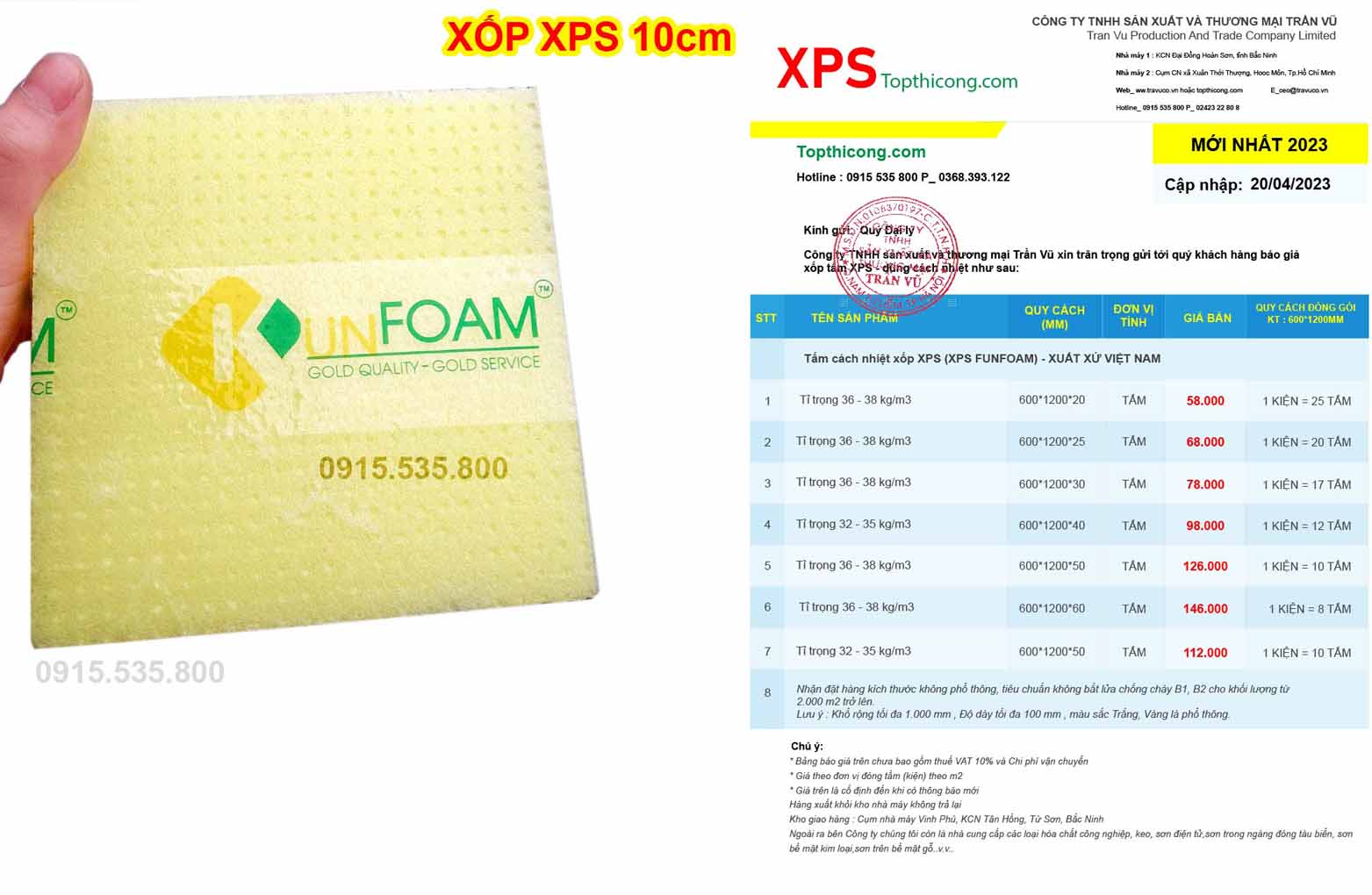 Giá xốp xps Hà Nội bao nhiêu tiền 1m2? Địa chỉ bán xốp xps