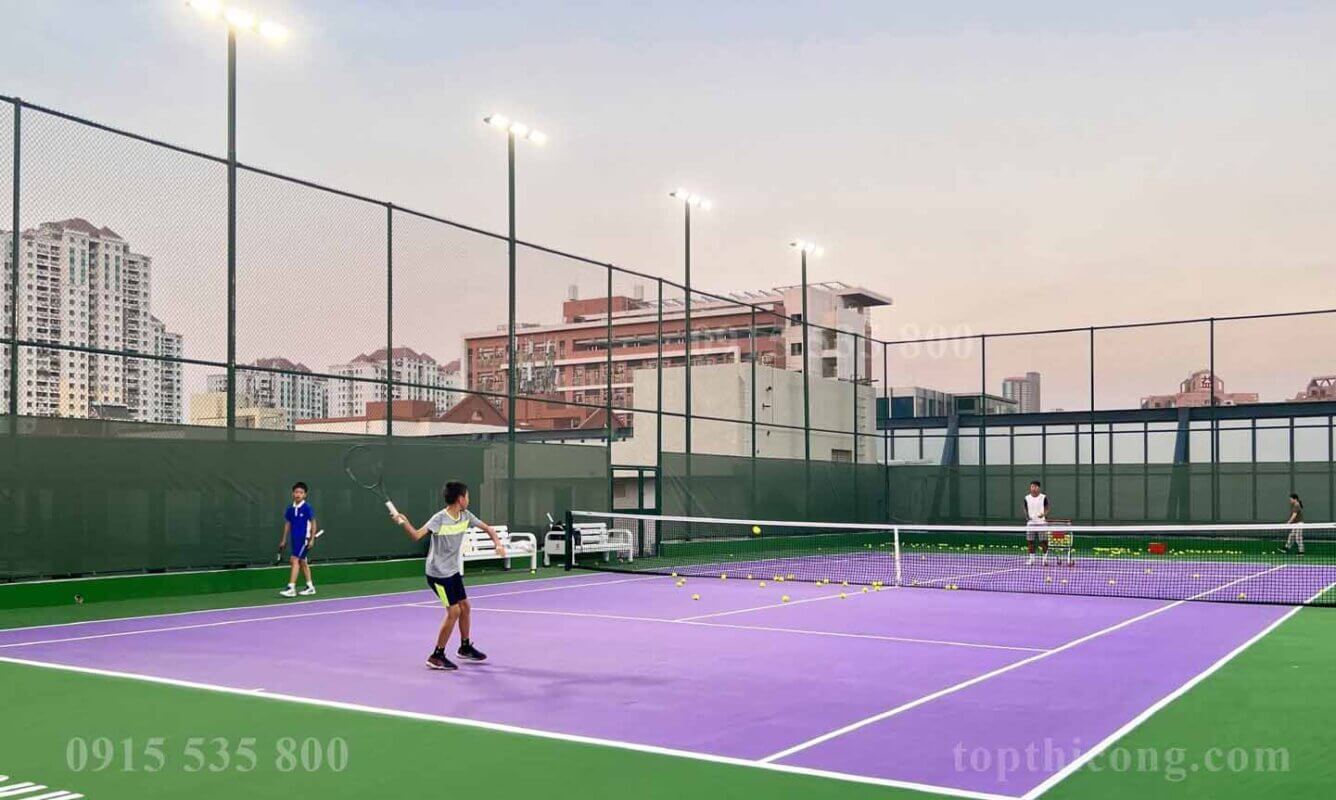Thi công sơn sân tennis thể thao đạt chuẩn đúng kỹ thuật số 1
