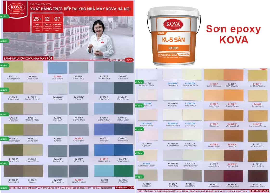Bảng màu sơn epoxy Kova Bảng màu sơn epoxy Kova