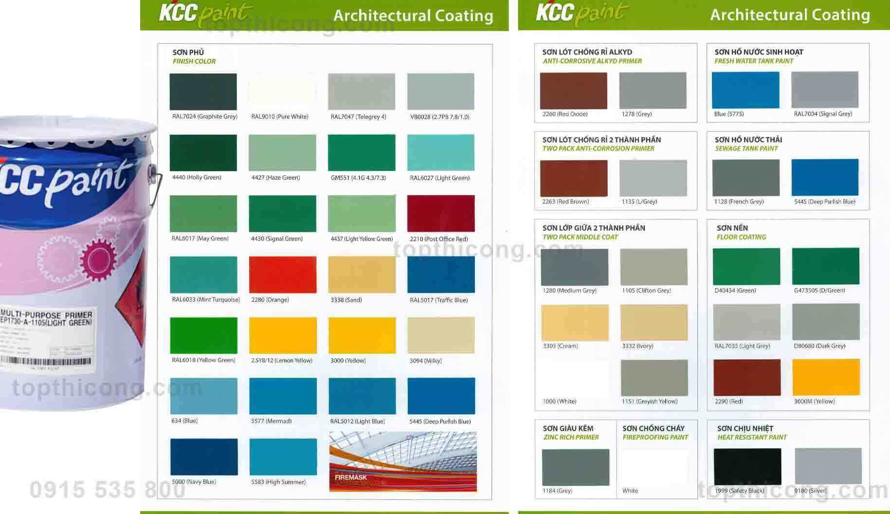 Bảng màu sơn epoxy tham khảo hãng KCC Hàn Quốc Bảng màu sơn epoxy tham khảo hãng KCC Hàn Quốc