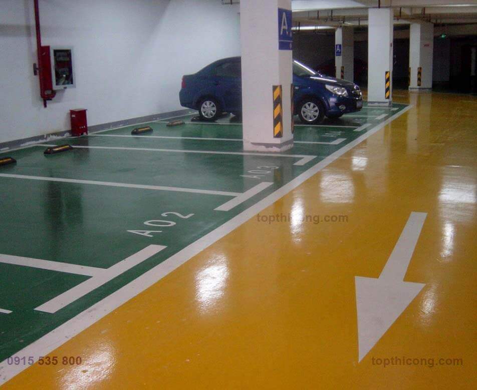 Nhà để xe chịu áp lực lớn trọng tải di chuyển xe thường xuyên nhiều gần như 24h/24h