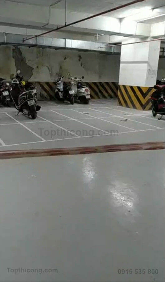 Bãi đỗ xe gara tầng hầm chung cư để riêng xe máy và xe đạp, xe ô tô