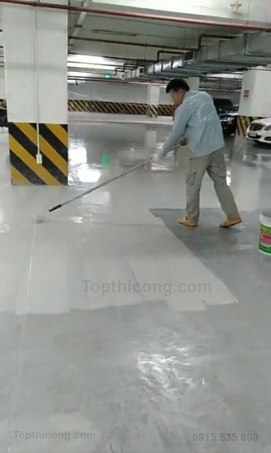 Quy trình thi công sơn sàn epoxy nhà để xe ngầm tầng hầm