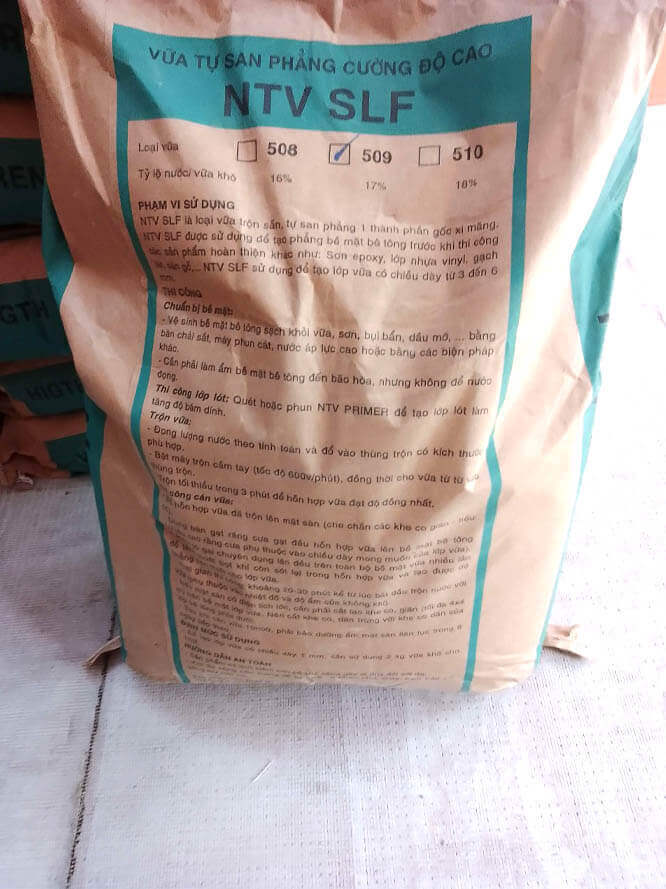Định mức vữa tự san phẳng hoàn thiện NTV 508 SLF vữa tự phẳng 
