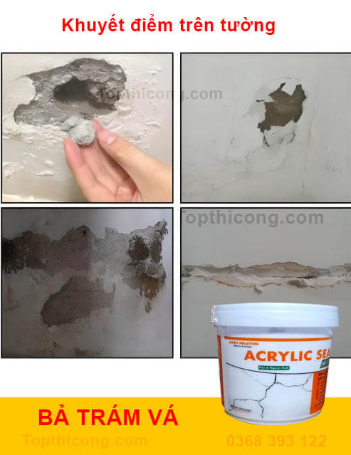keo bả vá sửa chữa, cả mới và cũ, ngay cả chỗ nhà vệ sinh