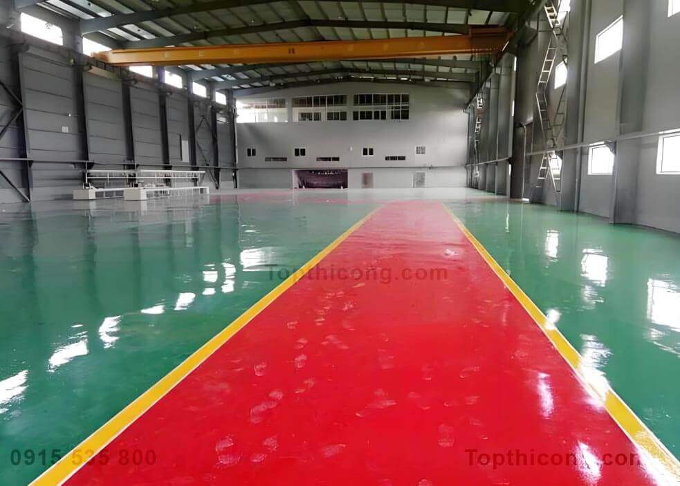 Sàn epoxy màu đỏ Sàn epoxy màu đỏ