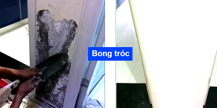 Góc tường bị bong tróc do ẩm