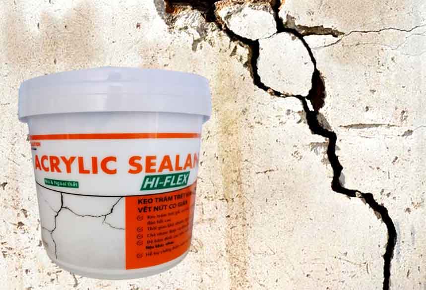 phương pháp keo xử lý vết nứt tường gạch acrylic sealant hiflex