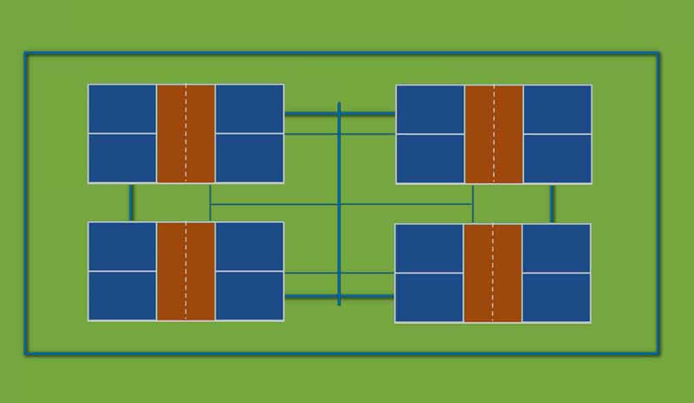 một sân pickleball - hai sân pickleball-chuyển đổi 1 sân tennis thành 4 sân pickleball vĩnh viễn