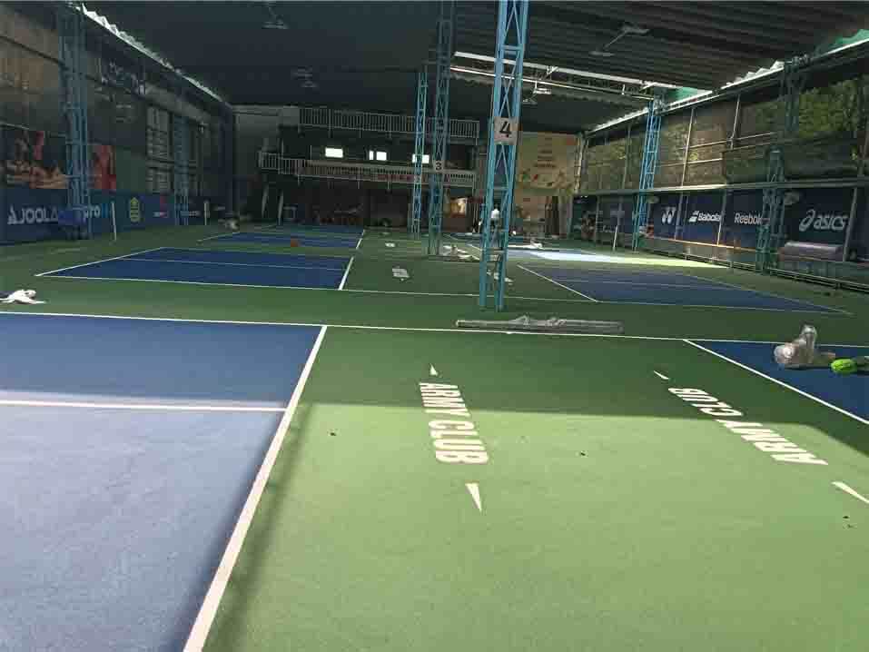 màu rừng xanh kết hợp màu xanh lá cây cùng với blue xanh dương sân pickelabll mái bạt di động