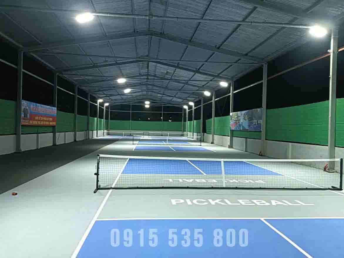 màu sân thi công pickleball ghi sáng với blue xanh đậm