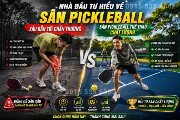 1 Sân Pickleball dẫn tới chấn thương chơi tập luyện thi đấu