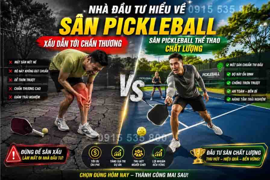1 Sân Pickleball dẫn tới chấn thương chơi tập luyện thi đấu